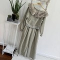 Elegant Fur-Collar Sweatshirt + High-Waisted Wide-Leg Sweatpants Set